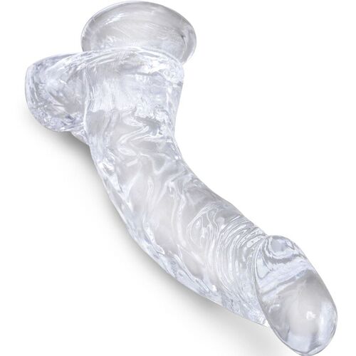 KING COCK CLEAR - PENE REALISTICO CURVADO CON TESTICULOS 16.5 CM TRANSPARENTE