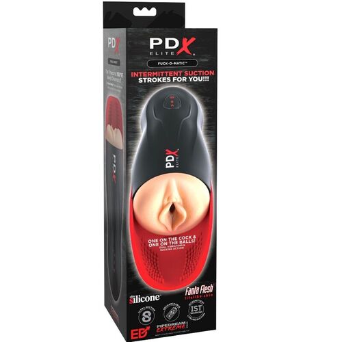 PDX ELITE - MASTURBADOR STROKER FUCK-O-MATIC VAGINA DOBLE VIBRACION PENE & TESTICULOS