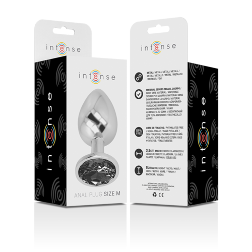 INTENSE - PLUG ANAL METAL CON CRISTAL NEGRO TALLA M