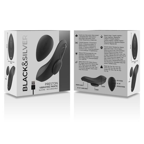 BLACK&SILVER - PRESTON PANTIE VIBRADOR SILICONA RECARGABLE NEGRO