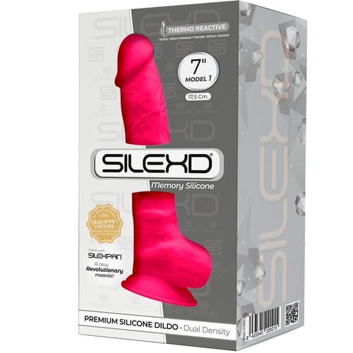 SILEXD - MODELO 1 PENE REALISTICO SILICONA PREMIUM SILEXPAN FUCSIA 17.5 CM