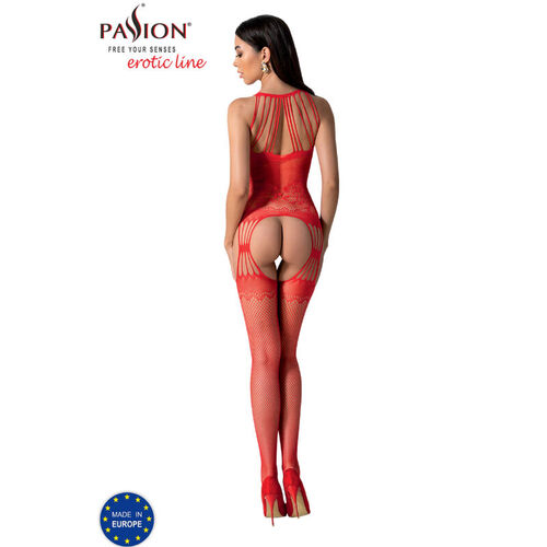 PASSION - BS095 BODYSTOCKING ROJO TALLA UNICA