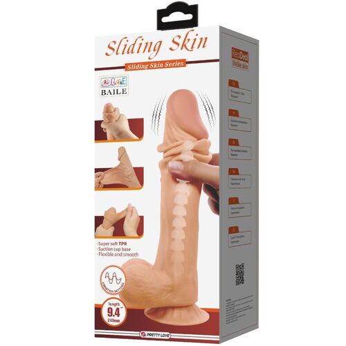 PRETTY LOVE - SLIDING SKIN SERIES DILDO REALÍSTICO CON VENTOSA PIEL DESLIZANTE NATURAL 24 CM