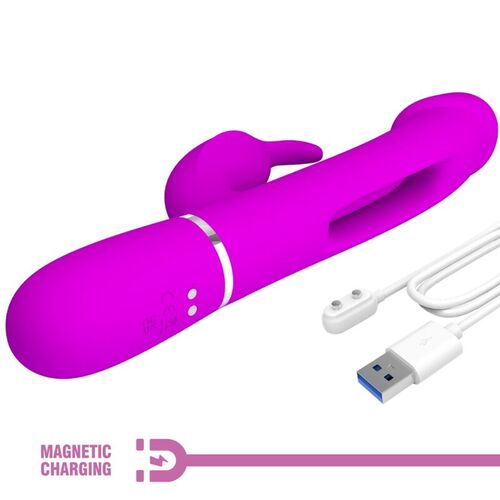 PRETTY LOVE - KAMPAS VIBRADOR RABBIT 3 EN 1 MULTIFUNCIÓN CON LENGUA VIOLETA