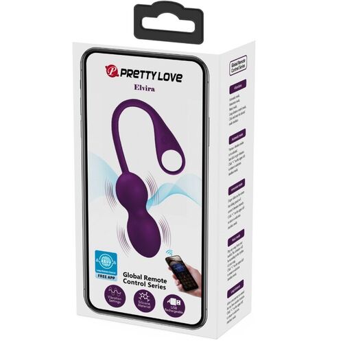 PRETTY LOVE - ELVIRA KEGEL BALLS APP CONTROL REMOTO MORADO