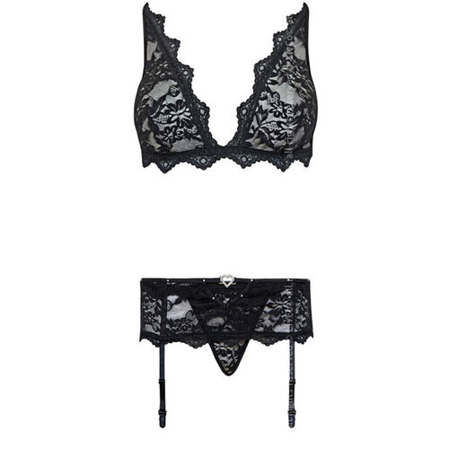 LIVCO CORSETTI FASHION - BELITA LC 90231 SUJETADOR + PANTY + LIGUERO NEGRO S/M