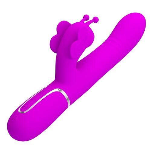 PRETTY LOVE - VIBRADOR RABBIT MULTIFUNCIN 4 EN 1 MARIPOSA FUCSIA