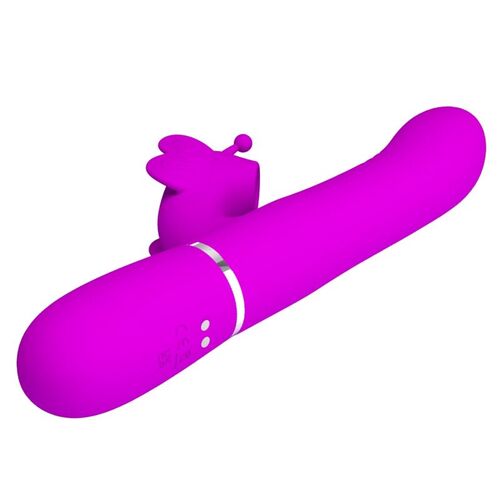 PRETTY LOVE - VIBRADOR RABBIT MULTIFUNCIN 4 EN 1 MARIPOSA FUCSIA