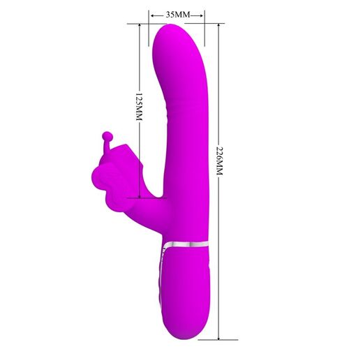 PRETTY LOVE - VIBRADOR RABBIT MULTIFUNCIN 4 EN 1 MARIPOSA FUCSIA