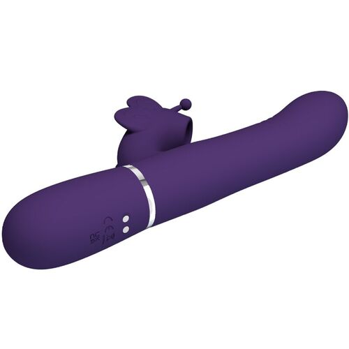 PRETTY LOVE - VIBRADOR RABBIT MULTIFUNCIÓN 4 EN 1 MARIPOSA MORADO