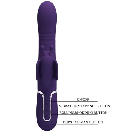 PRETTY LOVE - VIBRADOR RABBIT MULTIFUNCIÓN 4 EN 1 MARIPOSA MORADO