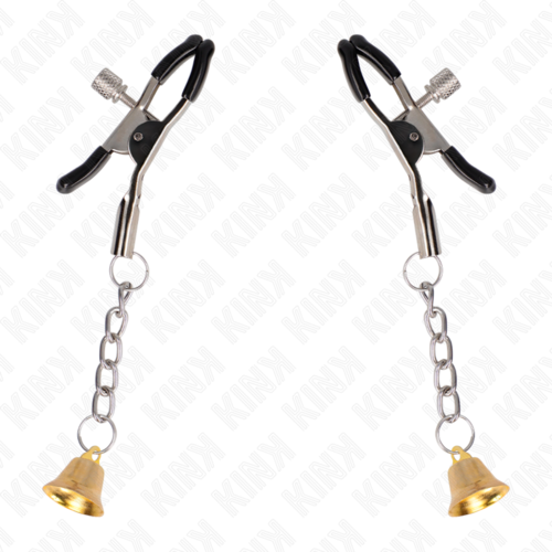 KINK - PINZAS PARA PEZONES CON COLGANTE DE CAMPANA DORADO 6 CM