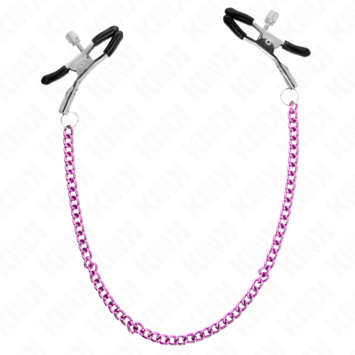 KINK - PINZAS PARA PEZONES CON CADENA DE BOLAS VIOLETA 30 CM