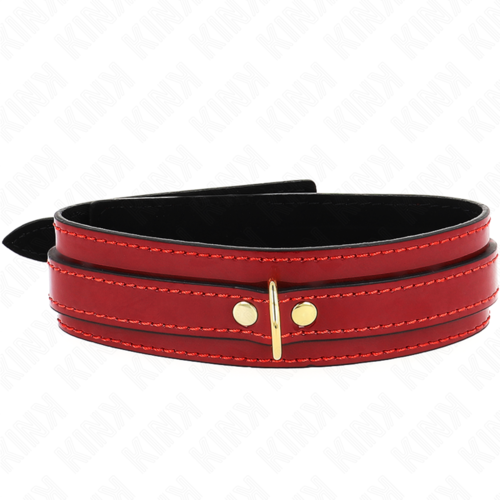 KINK - COLLAR AJUSTABLE ROJO VINO DETALLES DORADOS 29-42.5 CM X 4 CM