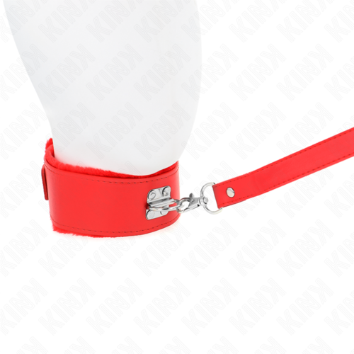 KINK - COLLAR CON CORREA 116 CM CON TACHUELAS PLATEADAS MODELO 4 ROJO AJUSTABLE 40-48 CM X 6 CM