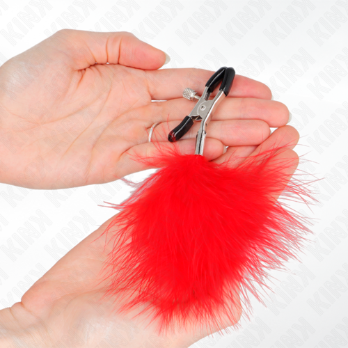 KINK - PINZAS PARA PEZONES CON PLUMA ROJO 7 CM