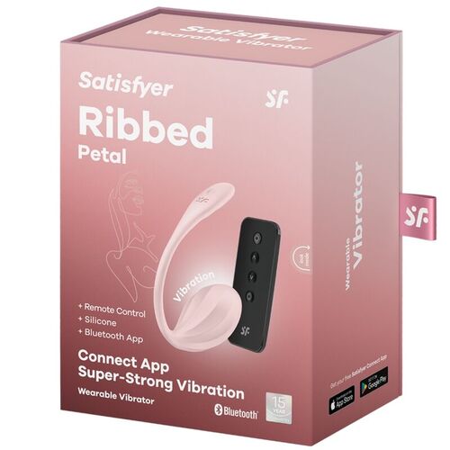 SATISFYER - RIBBED PETAL ESTIMULADOR PUNTO G CONTROL REMOTO ROSA APP GRATUITA