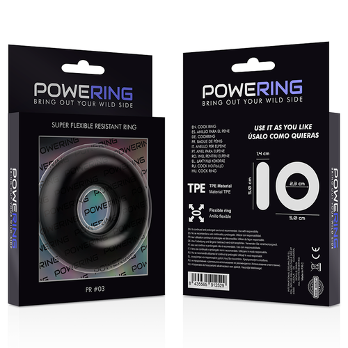 POWERING SUPER FLEXIBLE Y RESISTENTE ANILLO PENE  5CM PR03 NEGRO