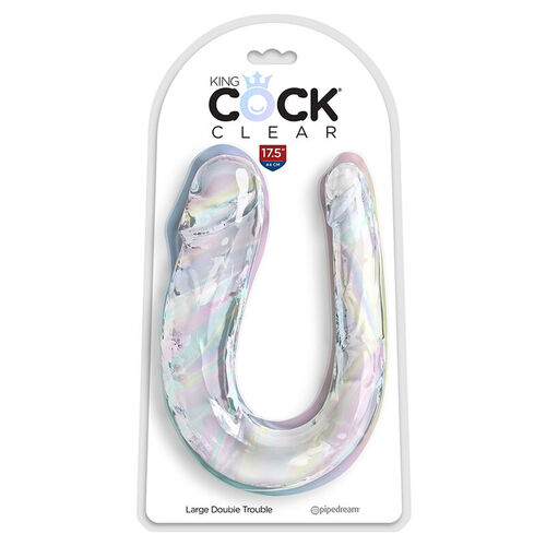 KING COCK - DOUBLE TROUBLE DILDO DOBLE 44 CM TRANSPARENTE