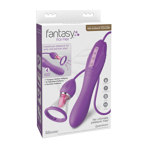 FANTASY FOR HER - ULTIMATE PLEASURE MAX MANGUERA DE SUCCIÓN CON LENGUA ESTIMULADORA MORADO