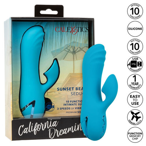 CALEXOTICS - SUNSET BEACH SEDUCER VIBRADOR Y ESTIMULADOR 10 FUNCIONES AZUL