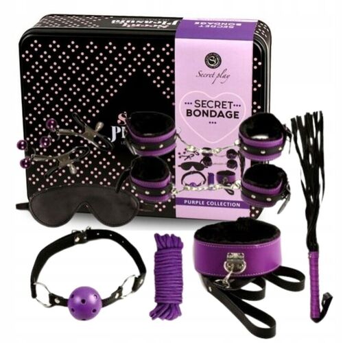 SECRET PLAY BDSM SET 8PCS LILA / NEGRO