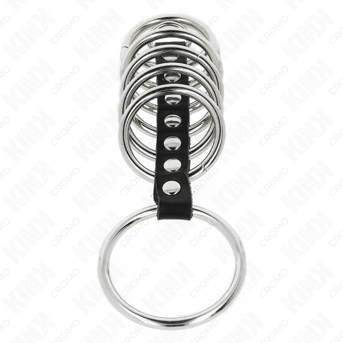 KINK - 7 ANILLOS PENE METAL 3.2 CM A 5 CM CONECTADOS POR POLIPIEL