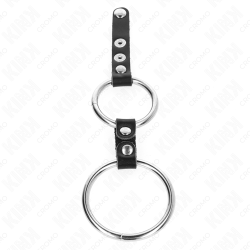 KINK - ANILLO PENE DOBLE 3.8 CM A 5 CM CONECTADOS POR CUERO