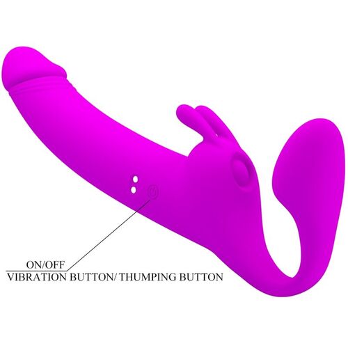 PRETTY LOVE - ZANINI DILDO STRAP-ON SIN ARNES 10 VIBRACIONES MORADO