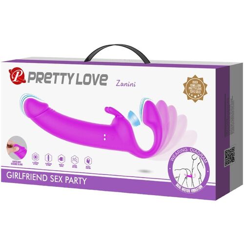 PRETTY LOVE - ZANINI DILDO STRAP-ON SIN ARNES 10 VIBRACIONES MORADO