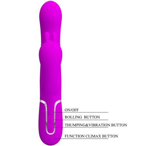 PRETTY LOVE - CAMMY TRIPLE VIBRADOR MULTIFUNCIÓN 4 EN 1 ROSA