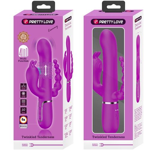 PRETTY LOVE - CAMMY TRIPLE VIBRADOR MULTIFUNCIÓN 4 EN 1 ROSA