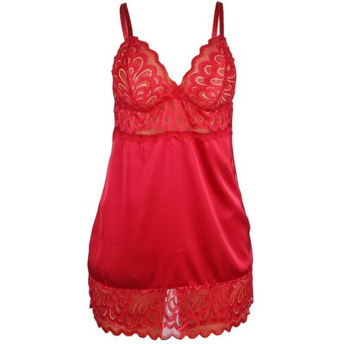 BRUMA SECRET - IRENE BABYDOLL SATINADO CON ENCAJE ROJO XS/S