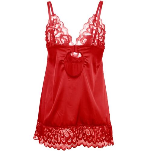 BRUMA SECRET - IRENE BABYDOLL SATINADO CON ENCAJE ROJO XS/S