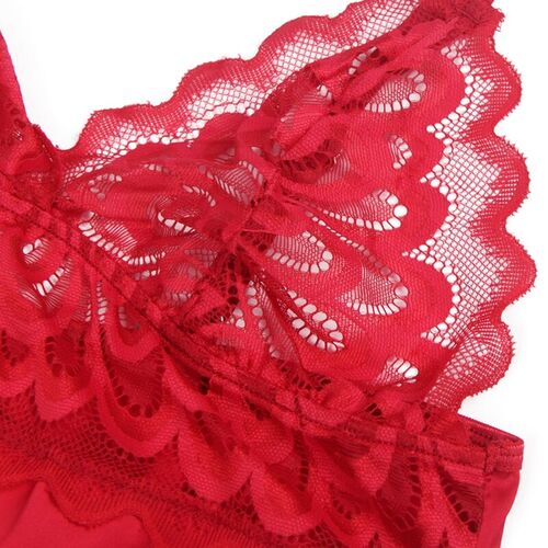 BRUMA SECRET - IRENE BABYDOLL SATINADO CON ENCAJE ROJO XS/S