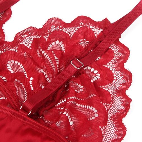 BRUMA SECRET - IRENE BABYDOLL SATINADO CON ENCAJE ROJO XS/S