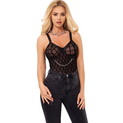 BRUMA SECRET - IZYDORA BODY CON LIGA DETALLE CADENAS NEGRO XS/S