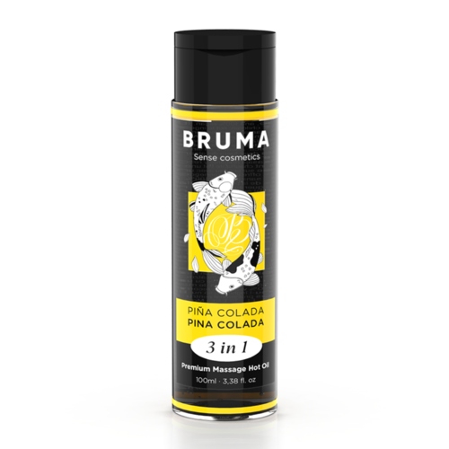 BRUMA - ACEITE DE MASAJE PREMIUM EFECTO CALOR SABOR PIÑA COLADA 3 EN 1 - 100 ML