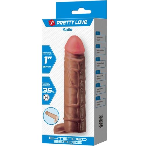 PRETTY LOVE - KAILE FUNDA PARA PENE CON EXTENSIÓN DE 2.5 CM MULATO