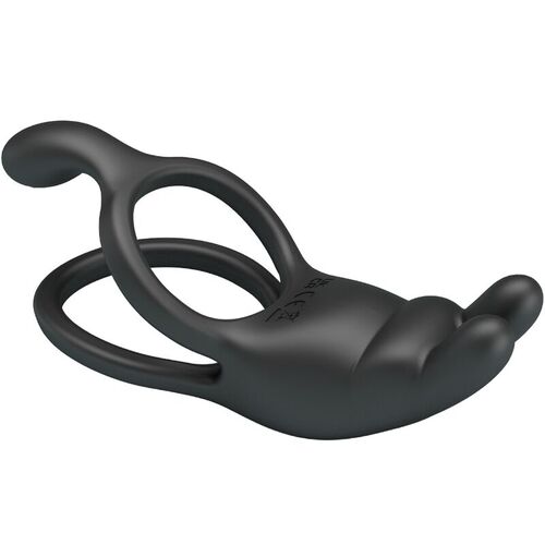 PRETTY LOVE - SETH DOBLE ANILLO VIBRADOR RABBIT 7 VIBRACIONES NEGRO