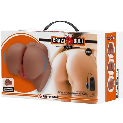 CRAZY BULL - EMILIA TRASERO VIBRADOR CON VAGINA Y ANO REALÍSTICO NATURAL CONTROL REMOTO