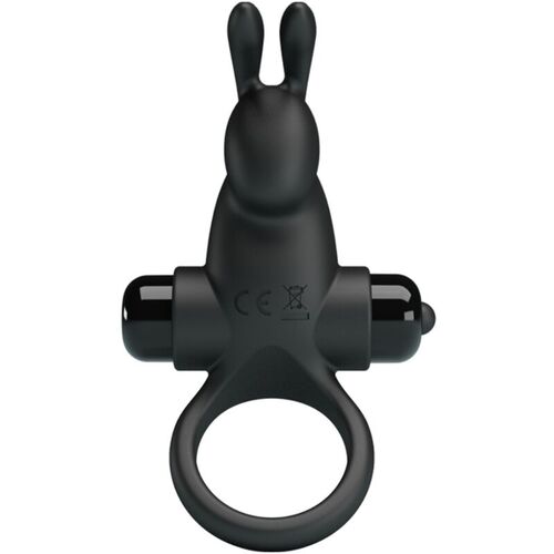 PRETTY LOVE - ANILLO VIBRADOR + ESTIMULADOR RABBIT CLÍTORIS 10 VIBRACIONES NEGRO