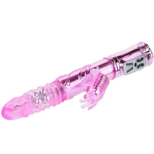 VIBRADOR RECARGABLE CON ROTACION Y ESTIMULADOR THROBBING BUTTERFLY