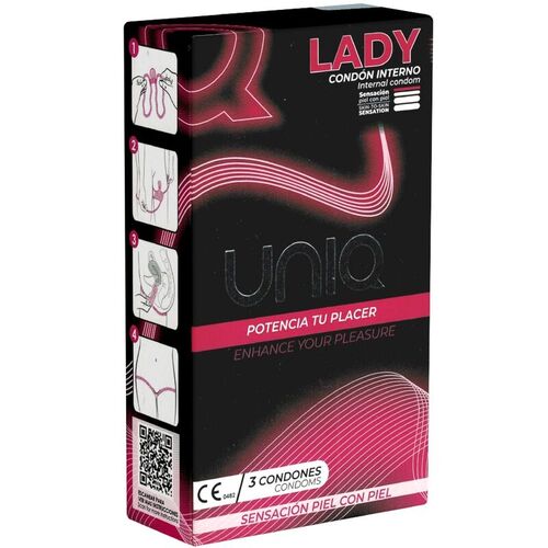 UNIQUE CONDOM FEMENINO CON LIGUERO SIN LATEX  3UDS