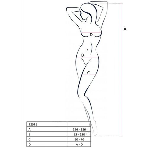 PASSION WOMAN BS031 BODYSTOCKING BLANCO TALLA UNICA