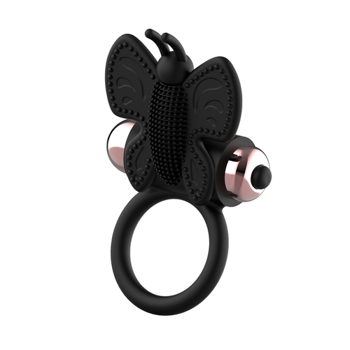 COQUETTE COCK RING BUTTERFLY ANILLO VIBRADOR NEGRO / GOLD