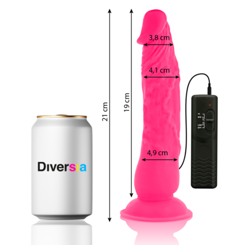 DIVERSIA DILDO FLEXIBLE CON VIBRACION 21 CM - ROSA