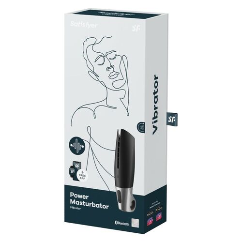 SATISFYER POWER MASTURBATOR - NEGRO Y PLATA