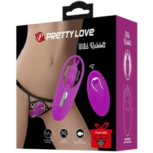 PRETTY LOVE WILD RABBIT ESTIMULADOR PARA BRAGUITA CON CONTROL REMOTO - LILA