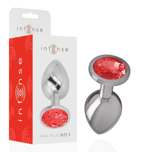 INTENSE - PLUG ANAL METAL CON CRISTAL ROJO TALLA S